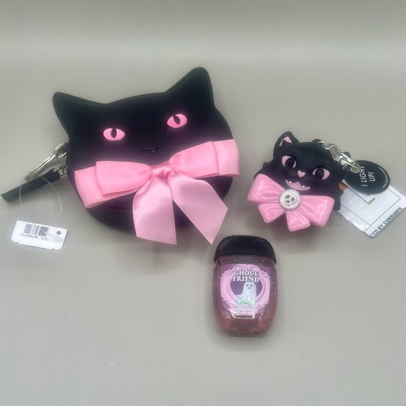 Bath & Body Works Light-Up BLACK CAT PocketBac Holder + Coin Purse + Hand Gel - Picture 2 of 7